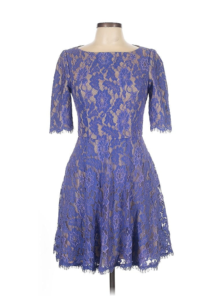 ML Monique Lhuillier 100% Nylon Blue Purple Cocktail Dress Size 10 - photo 1