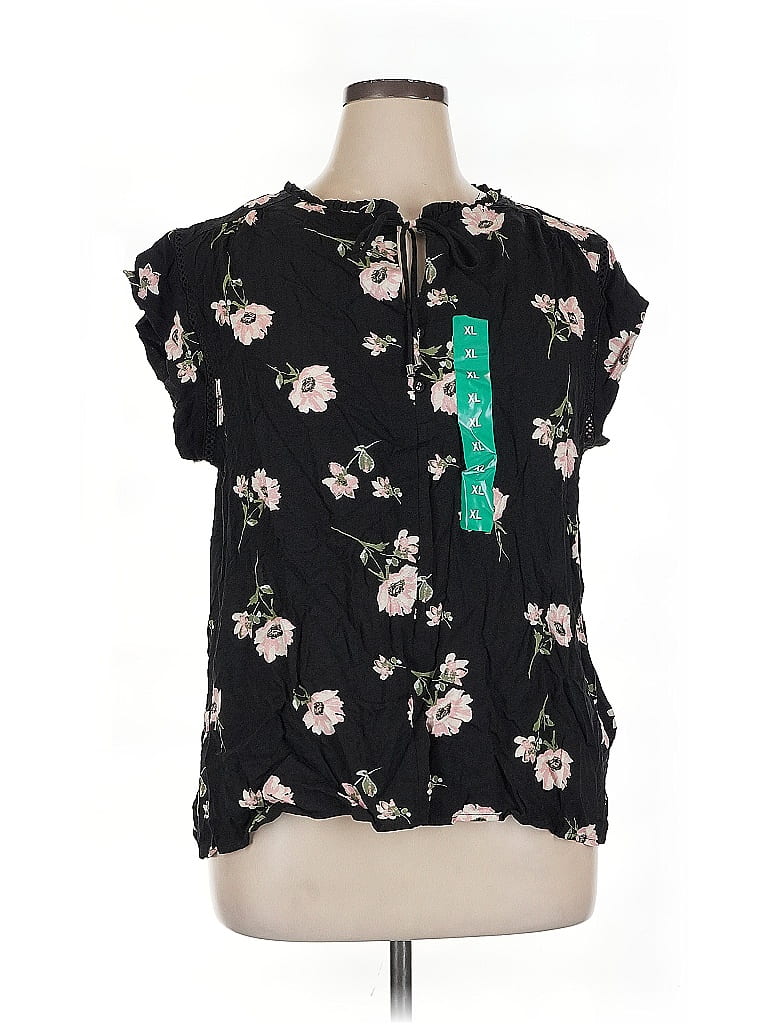 Haut Femme LUQ Imprimé Floral à Encolure V Et Nouage Devant - Taille XL, Manches Courtes