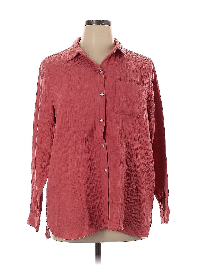 Pre-owned Jessica Simpson Long Sleeve Button Down Shirt In Red