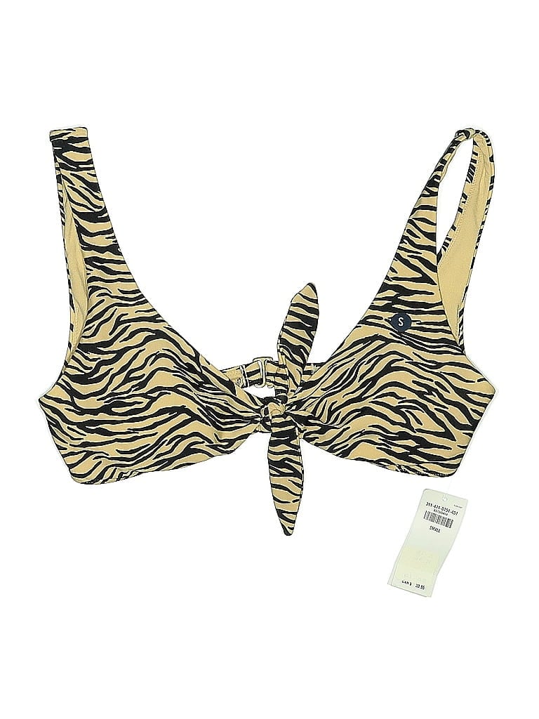 Pre-owned Hollister Swimsuit Top Yellow Animal Print Pattern Swimwear