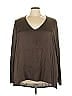 XCVI Brown Green Long Sleeve Blouse Size 3X - photo 1