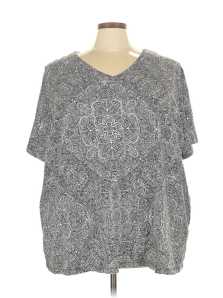 Catherines Paisley Gray Blue Short Sleeve T-Shirt Size 5X - photo 1