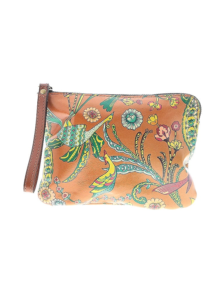 Patricia Nash 100% Leather Paisley Orange Leather Wristlet One size - photo 1