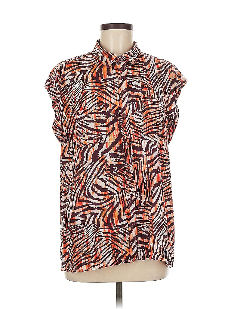 Velvet Heart 100% Rayon Animal Print Orange Short Sleeve Blouse Size M - photo 1