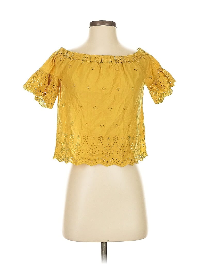 Click to view more detailed imagery on our partner's website Pre-owned Madewell Short Sleeve Blouse In Yellow