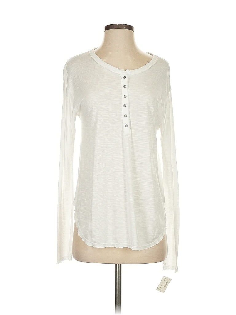 Pre-owned Crown Jewels Long Sleeve Henley Shirt In White