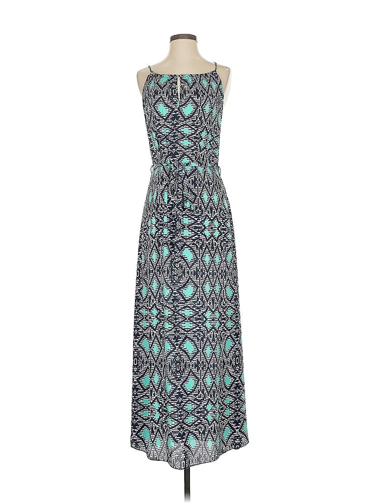 Veronica M. 100% Polyester Print Teal Casual Dress Size XS - photo 1