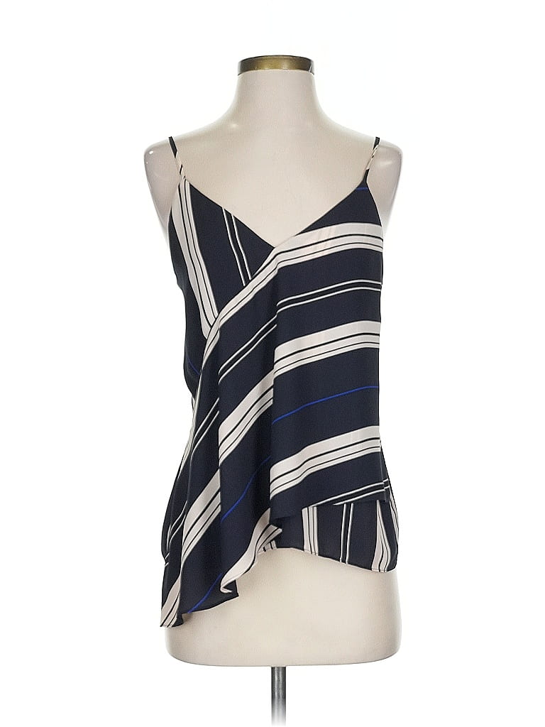 Pre-owned Trouve Tank Top Blue Stripes Pattern V-neck Tops