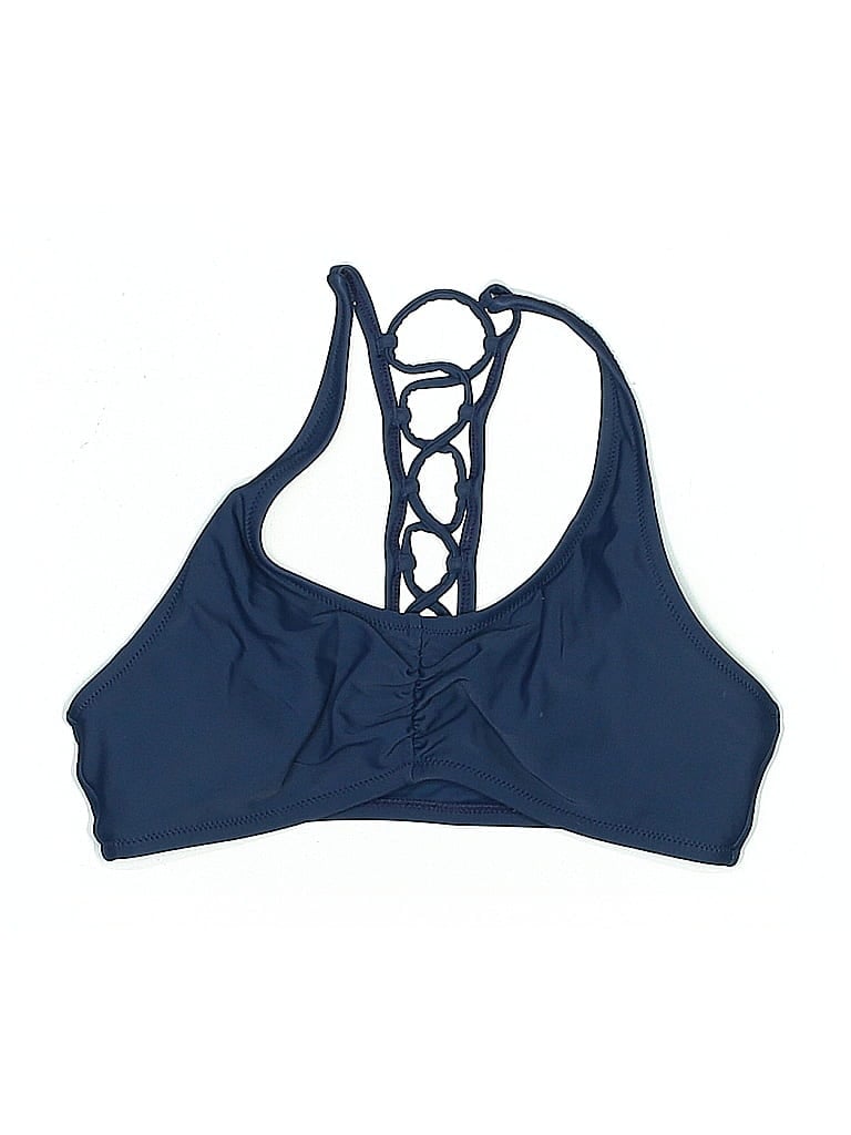 Pre-owned Unbranded Swimsuit Top Blue Solid Pattern Swimwear