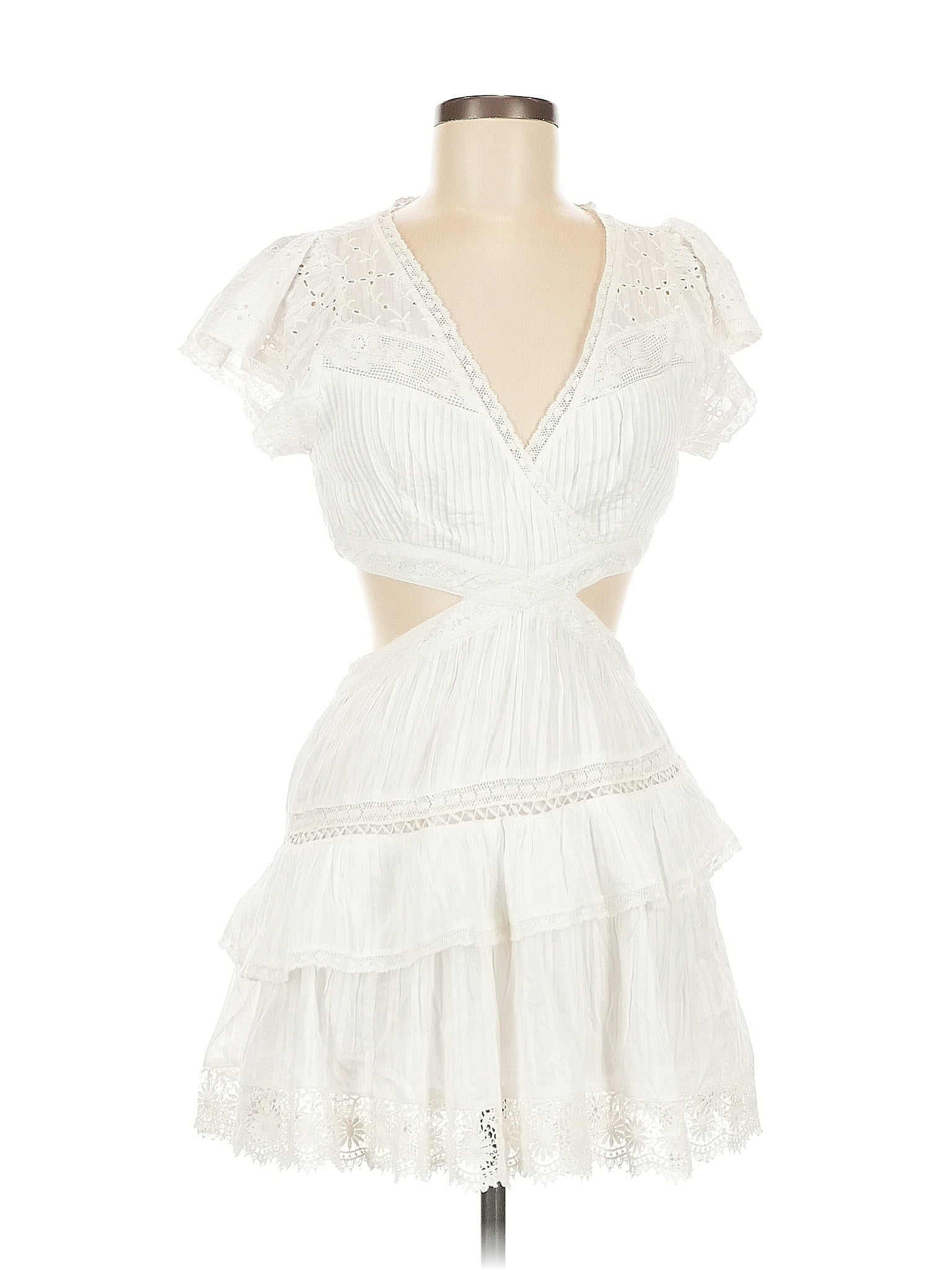 LoveShackFancy 100% Cotton White Cocktail Dress Size M