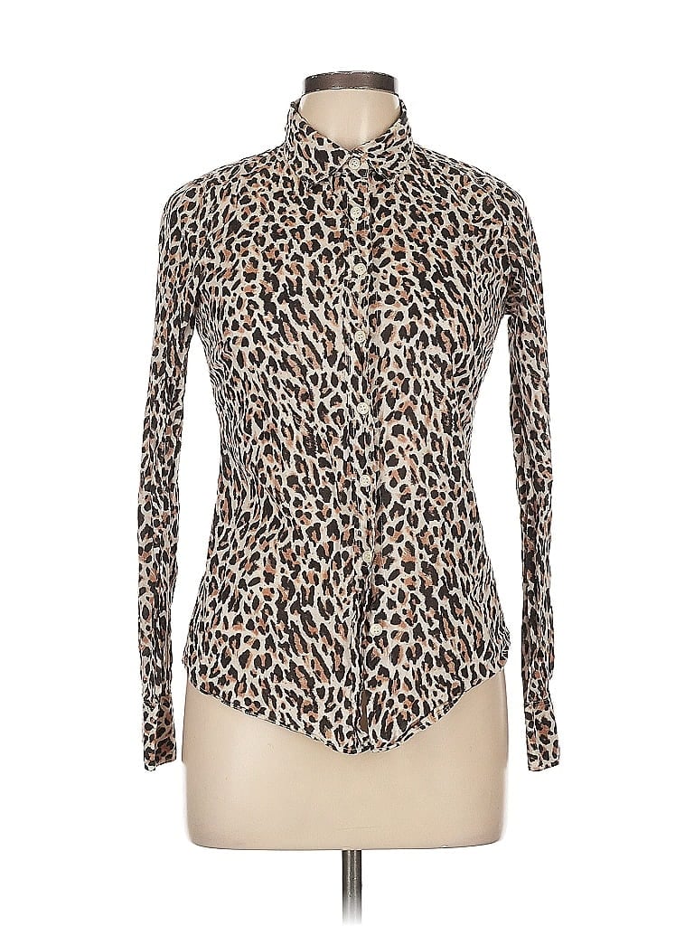 Pre-owned J.crew Factory Store Long Sleeve Blouse In Brown