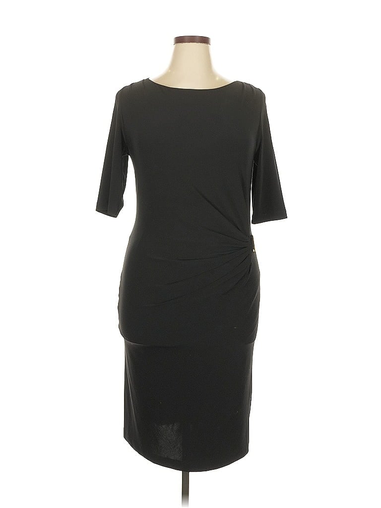 Tahari by ASL Solid Black Cocktail Dress Size 16 - photo 1