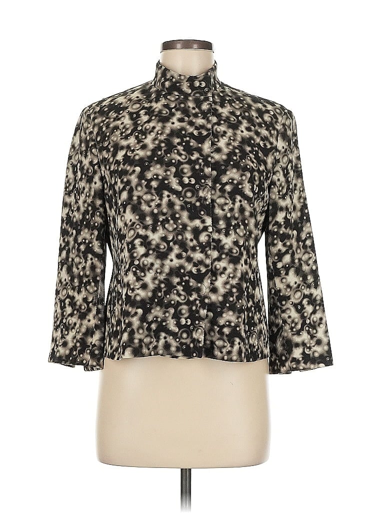 Akris Punto 100% Baumwolle Animal Print Gold Black Jacket Size 8 - photo 1