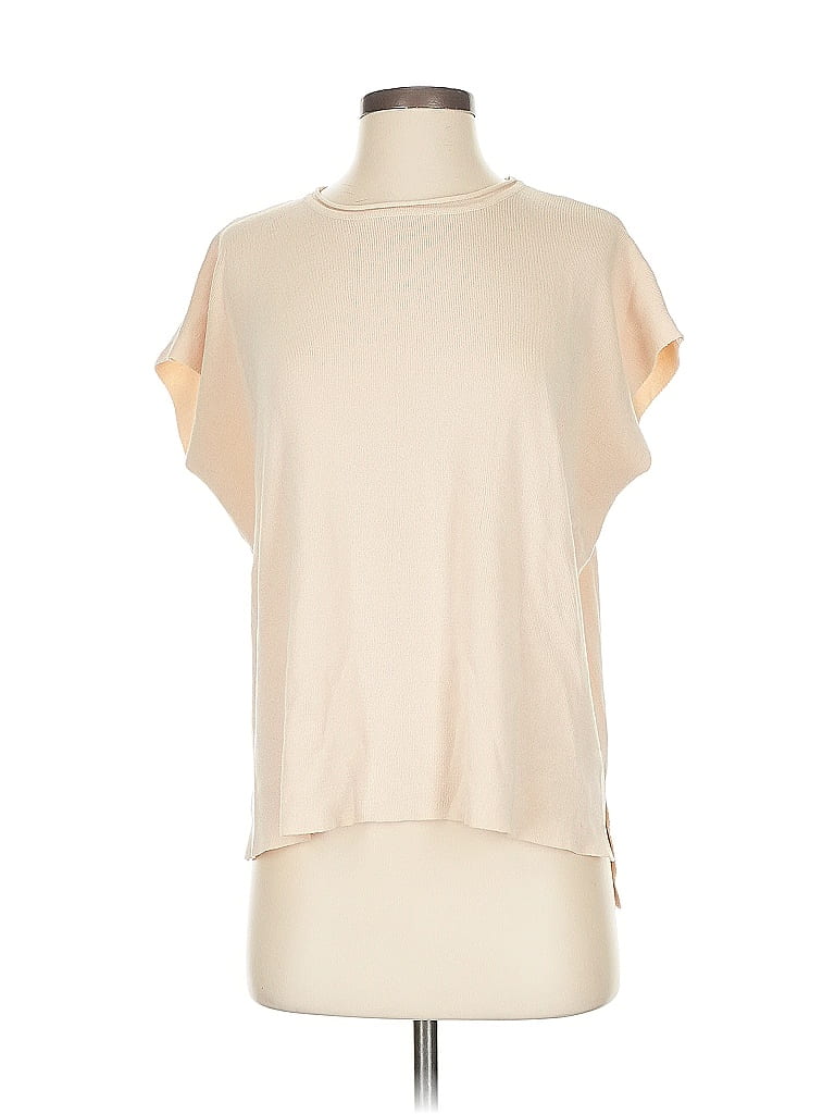 Pre-owned Fashion Short Sleeve Top Ivory Cold Shoulder Neckline Tops In White