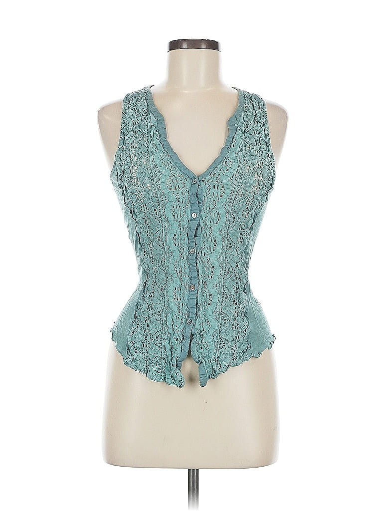 Tiny Teal Sleeveless Blouse Size M - photo 1