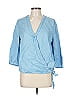 Soho JEANS NEW YORK & COMPANY 100% Lyocell Blue 3/4 Sleeve Blouse Size L - photo 1