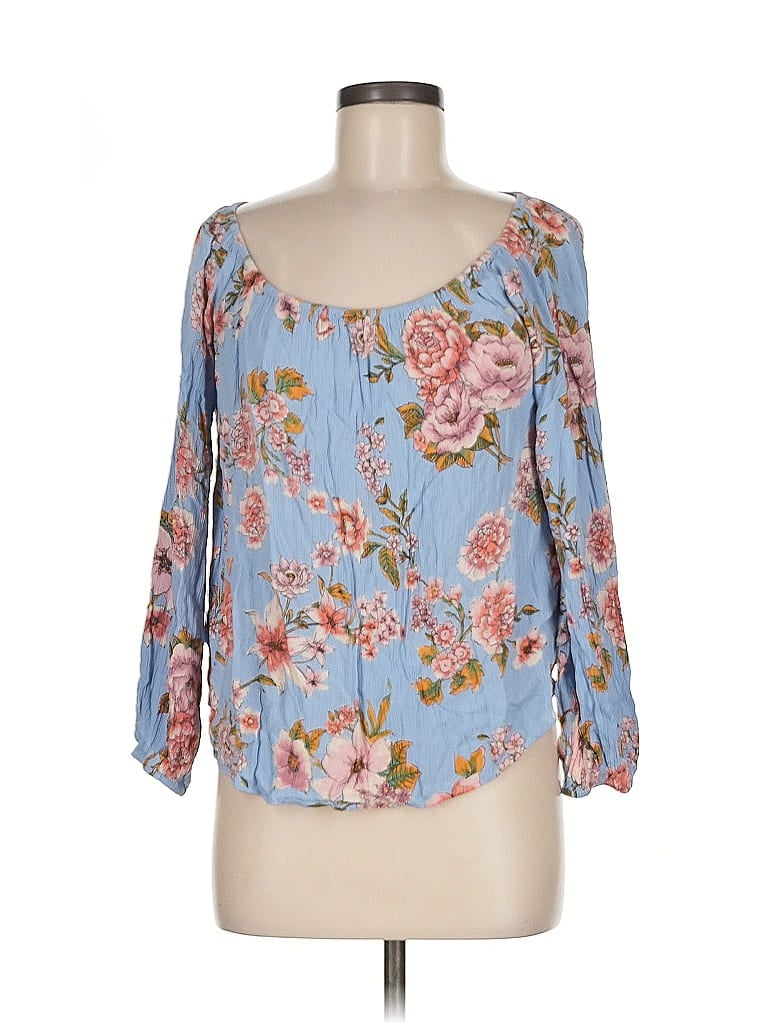 Billabong 100% Rayon Blue 3/4 Sleeve T-Shirt Size M - photo 1