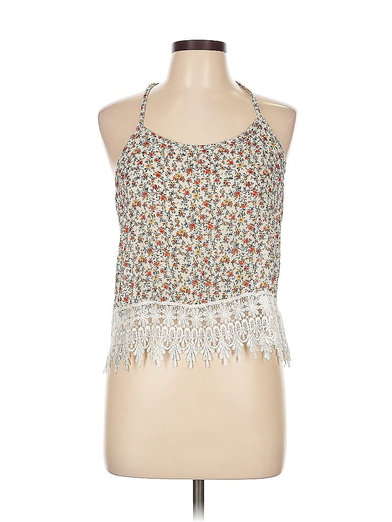 Pre-owned Poetry Sleeveless Top Ivory Halter Neckline Tops In White