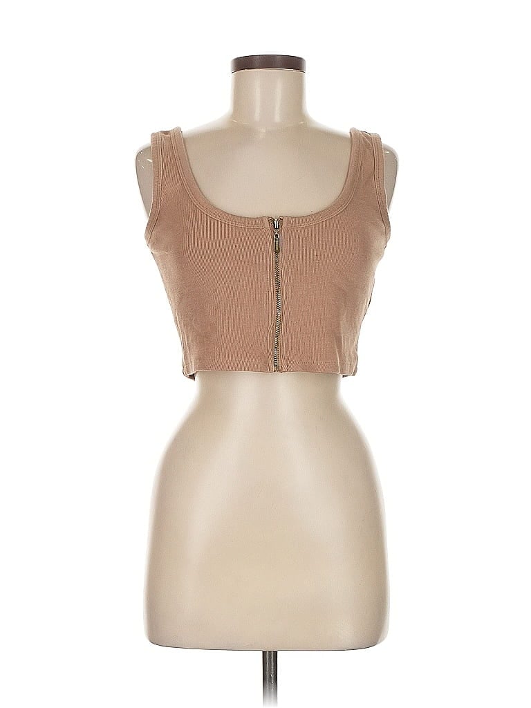 Pre-owned Guess Sleeveless Top Tan Sweetheart Neckline Tops In Brown