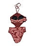 Shade & Shore Print Burgundy One Piece Swimsuit Size S - photo 2