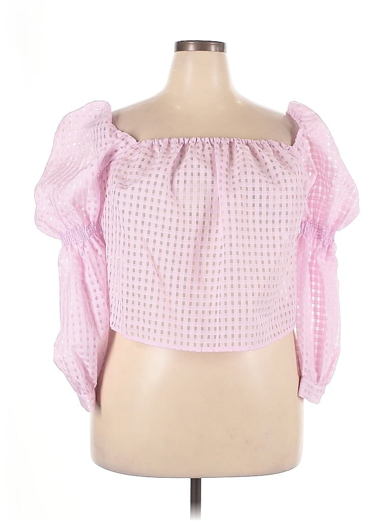 ELOQUII 100% Polyester Pink Short Sleeve Blouse Size 18 - photo 1