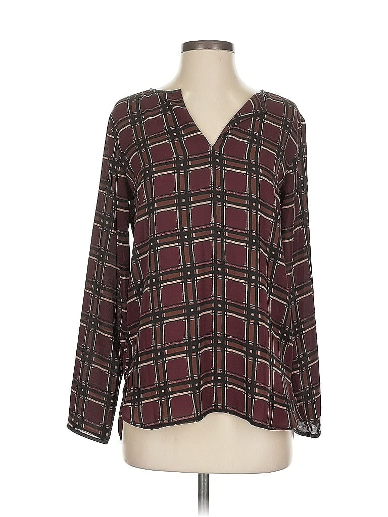 Pre-owned Ann Taylor Loft Outlet Long Sleeve Blouse In Burgundy