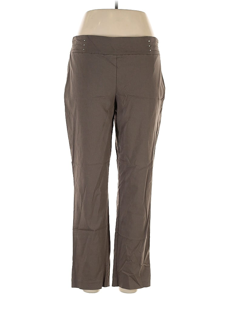 JM Collection Solid Brown Casual Pants Size L - photo 1