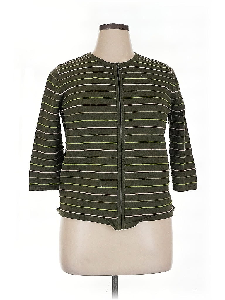 Christopher & Banks 100% Cotton Stripes Green Jacket Size XL - photo 1
