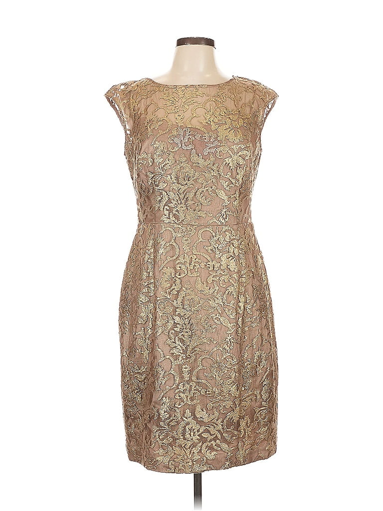 Kay Unger 100% Nylon Metallic Gold Cocktail Dress Size 12 - photo 1