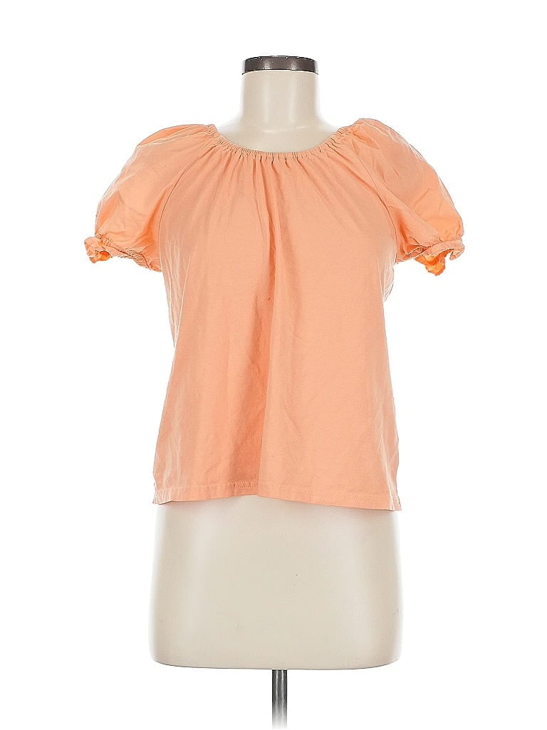 Pre-owned J.crew Factory Store Short Sleeve Blouse In Orange