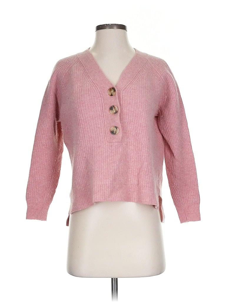 Pre-owned Madewell Wool Cardigan Sweater In Pink