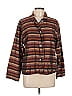 Chico's Design 100% Silk Stripes Brown 3/4 Sleeve Silk Top Size Lg (2) - photo 1