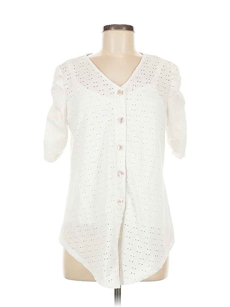 Fortune + Ivy Ivory Short Sleeve Blouse Size M - photo 1