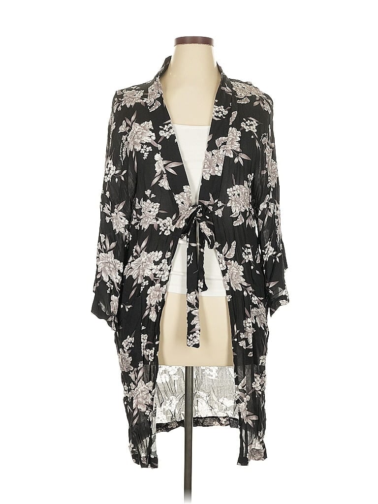 Spiritual Gangster 100% Rayon Black Kimono Size 0X - photo 1