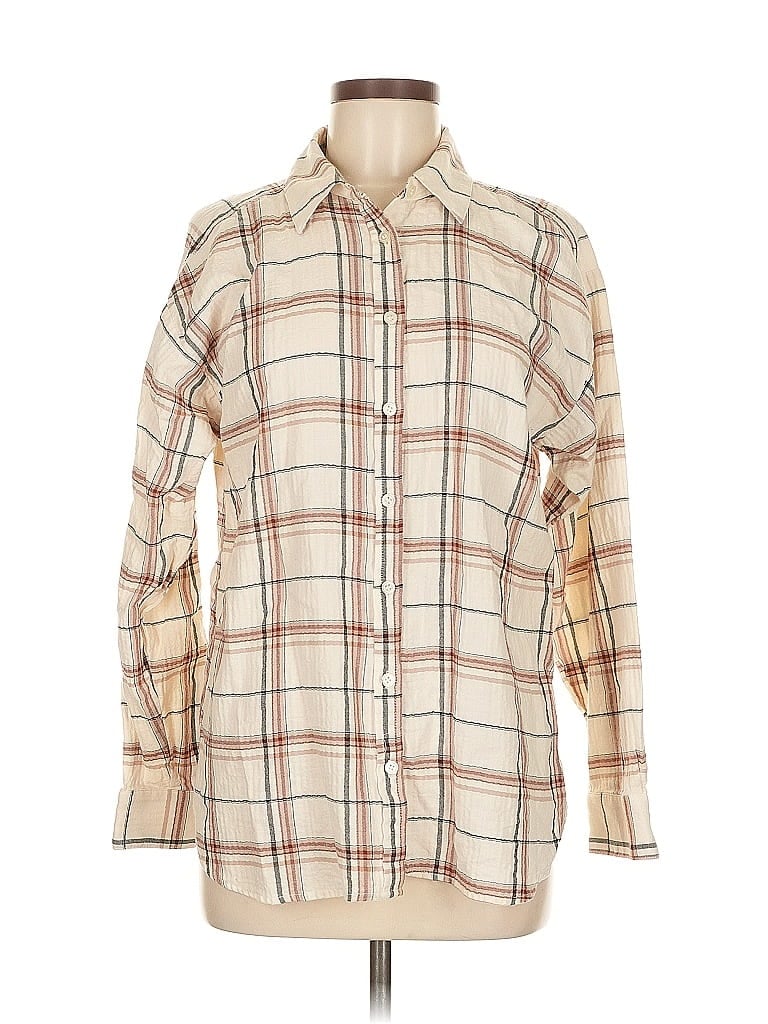 Pre-owned Ann Taylor Loft Outlet Long Sleeve Button Down Shirt In White