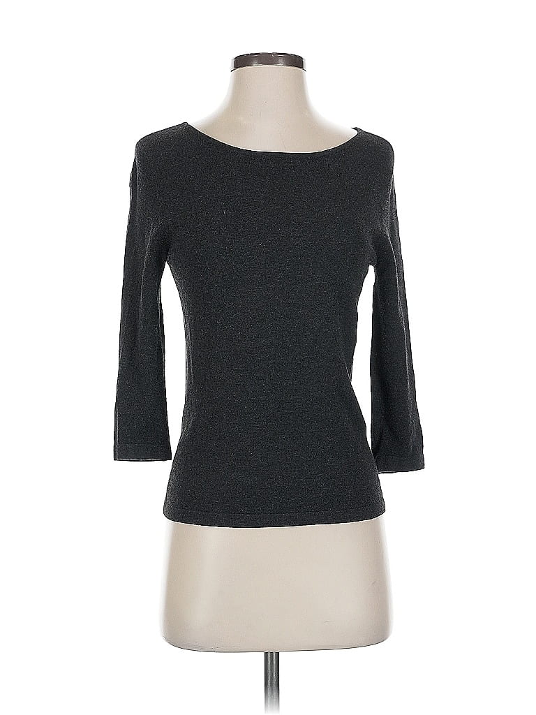 Pre-owned Doncaster Collection 3/4 Sleeve Top Black Boatneck Tops