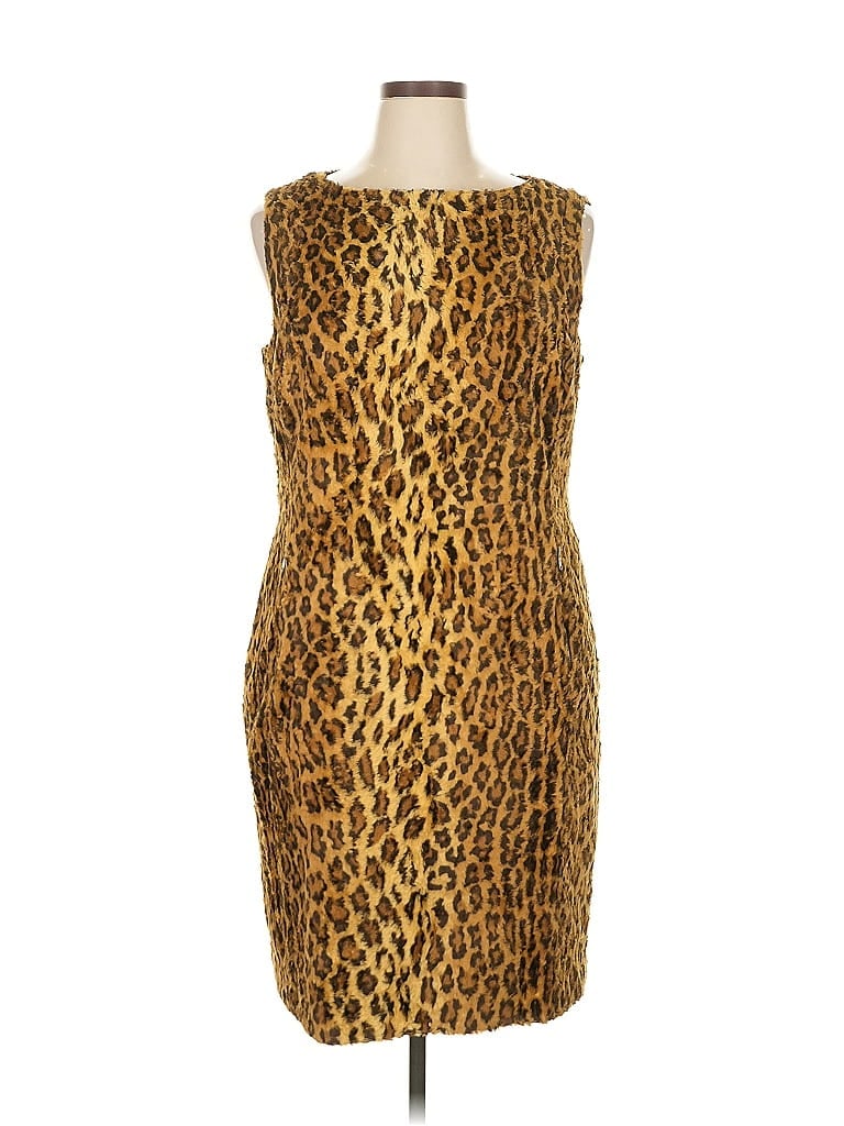Carlisle Animal Print Brown Orange Cocktail Dress Size 16 - photo 1
