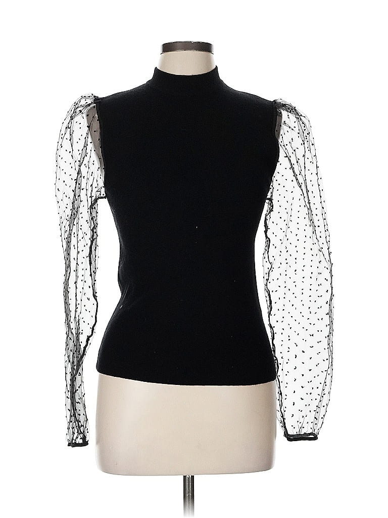 Pre-owned Apricot Long Sleeve Top Black Turtleneck Tops