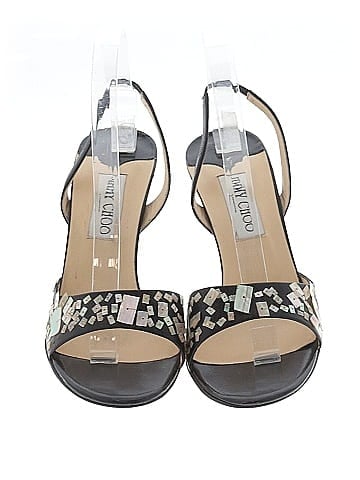 Jimmy Choo Embellished Slingback Leather Heels (view 2)
