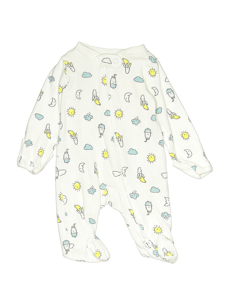 Carter's Print Ivory White Long Sleeve Onesie Size Newborn - photo 1