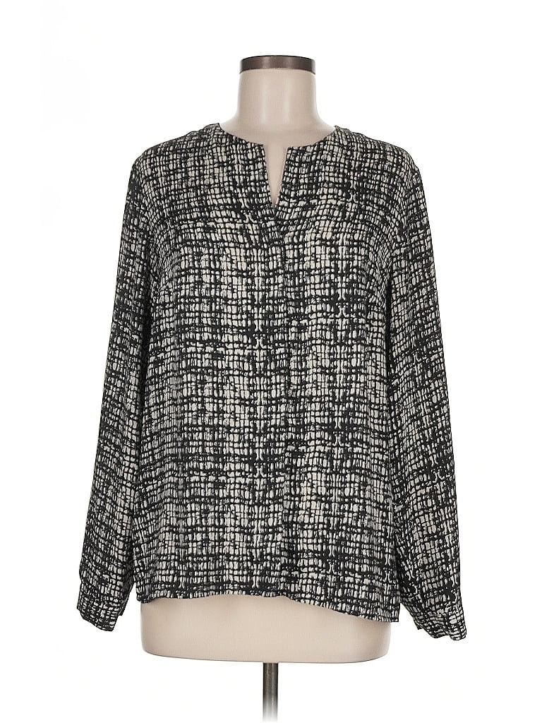 Pre-owned Jones New York Signature Long Sleeve Blouse In Black