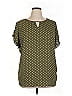Belle By Kim Gravel Polka Dots Green Short Sleeve Blouse Size 1X - photo 1