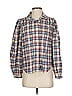 The Great. 100% Cotton Plaid Ivory Blue Long Sleeve Polo Size 1 - photo 1