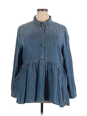 American Eagle Outfitters 3/4 Sleeve Button-Down Shirt (view 1)