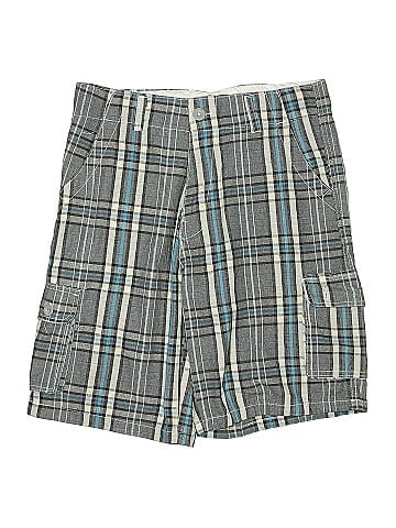 Hot Kiss Plaid Gray Casual Cotton Shorts (view 1)