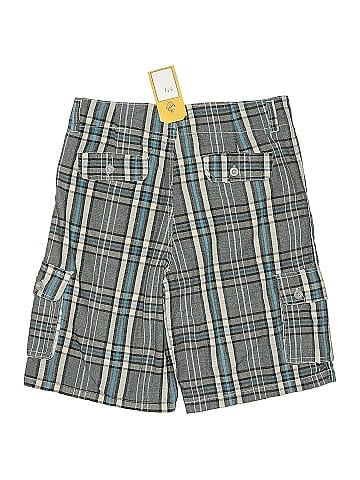 Hot Kiss Plaid Gray Casual Cotton Shorts (view 2)