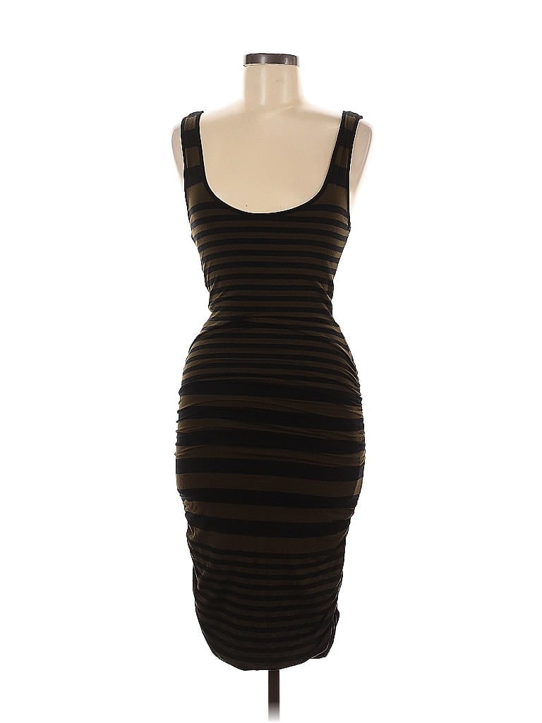 Mango Stripes Brown Black Casual Dress Size M - photo 1