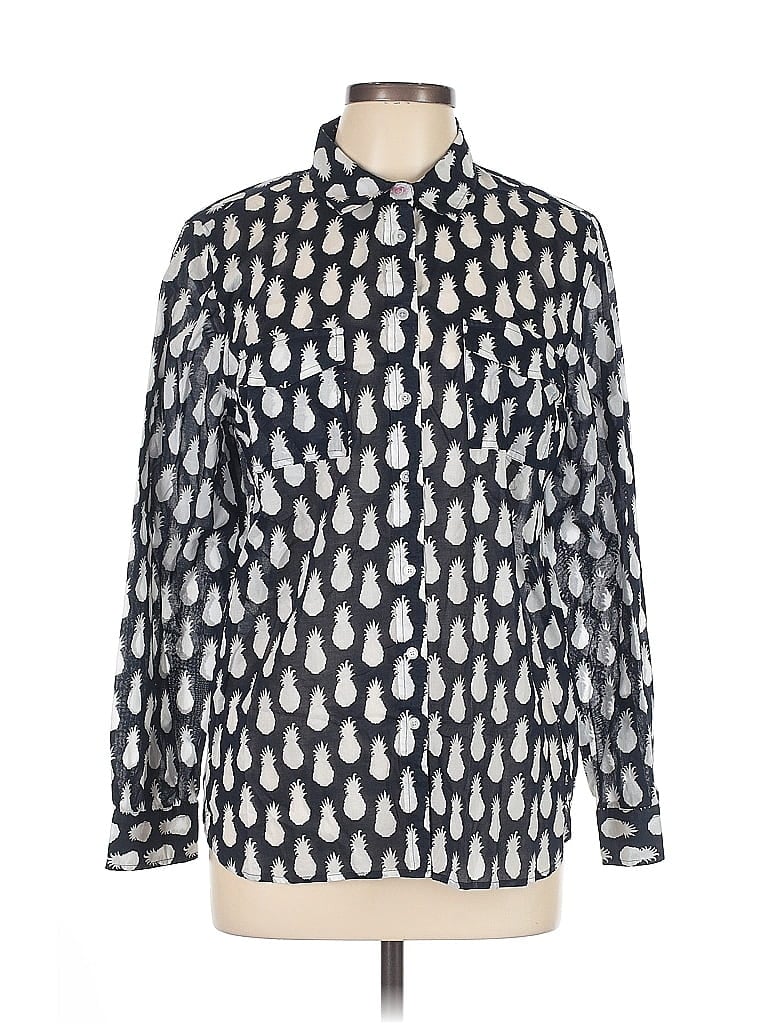 Pre-owned Talbots Long Sleeve Button Down Shirt In Silver