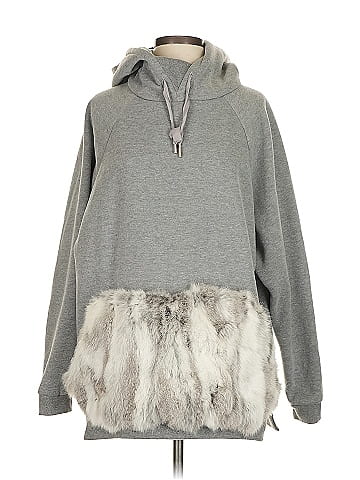 Jocelyn Rabbit Fur Trimmed Pullover Hoodie (view 1)