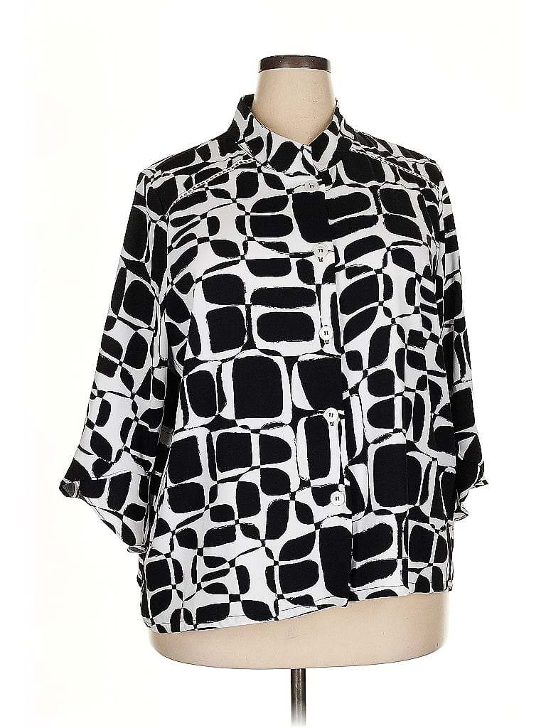 Joseph Ribkoff 100% Polyester Print Black 3/4 Sleeve Blouse Size XXL (estimated) - photo 1